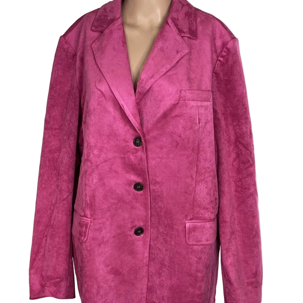 NEW ANTHROPOLOGIE X DOLAN Left Coast Faux-Suede Boyfriend Blazer – Size L – Pink